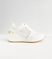 New Look White Mesh Wedge Trainers